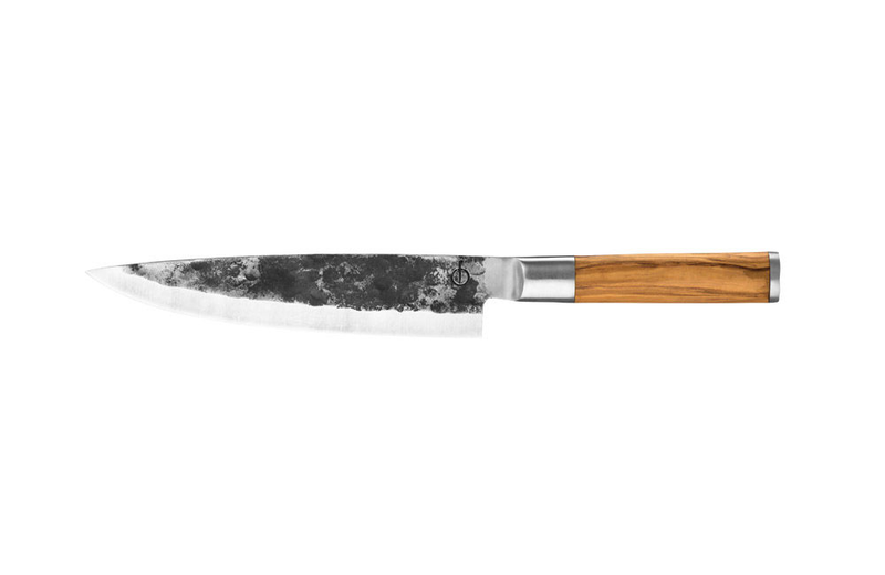 Forged olive wood 3pc knives set 440c japanese steel (chef's, 
vegetable, universal knife), , medium-null