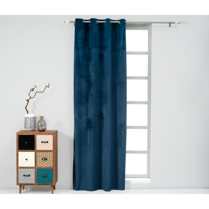Easy home cornet curtain with rings 140x260cm - blue, , medium-null