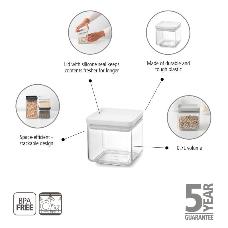 Brabantia tasty τετραγωνο κουτι αποθηκευσης 700ml - ανοιχτο γκρι, , medium-null