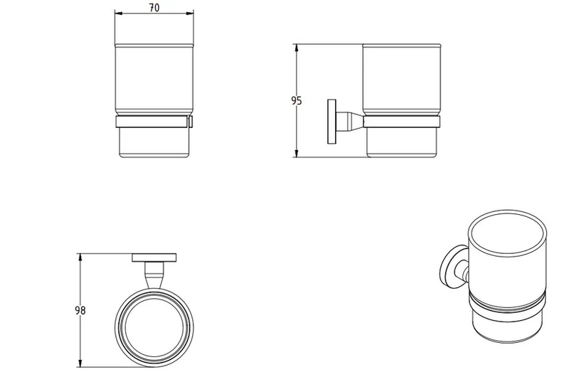 Sigma black matte wall mounted tumbler holder, , medium-null