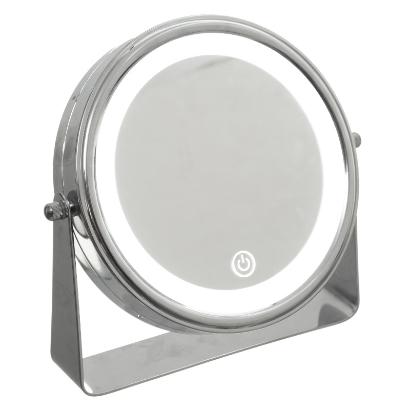 5five led tabletop mirror 22x5x22cm - silver, , medium-null