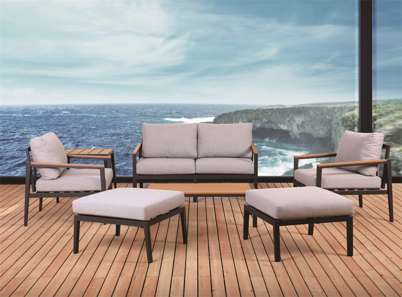 Outdoor patio set with ottomans, , medium-null