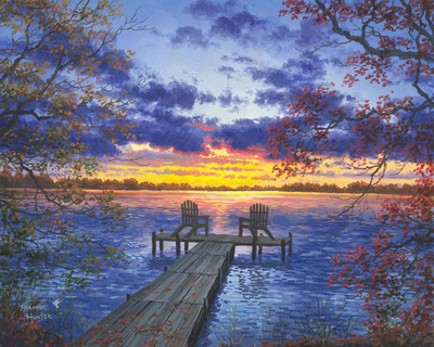 Paint by numbers pontoon at sunset without frame 40*50, , medium