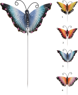 Garden pick metal butterfly 4 assorted colors, , medium