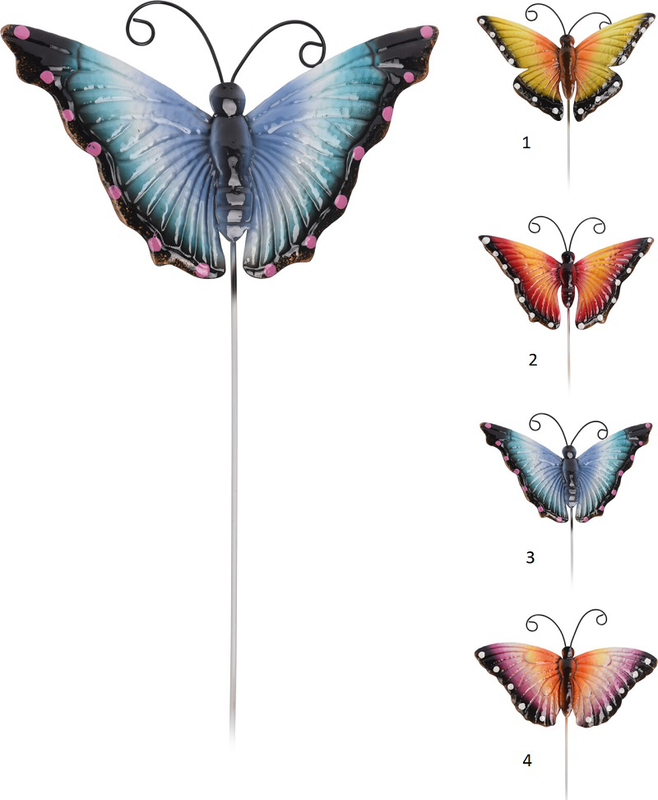 Garden pick metal butterfly 4 assorted colors, , medium-null
