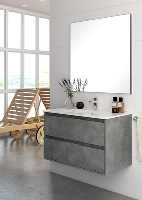 Siri  wall hung cabinet, Cemento, medium