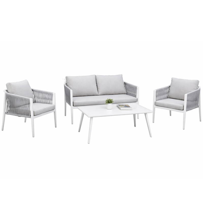 L.h garden set of 4 garden lounge aluminum with waterproof fabric-null