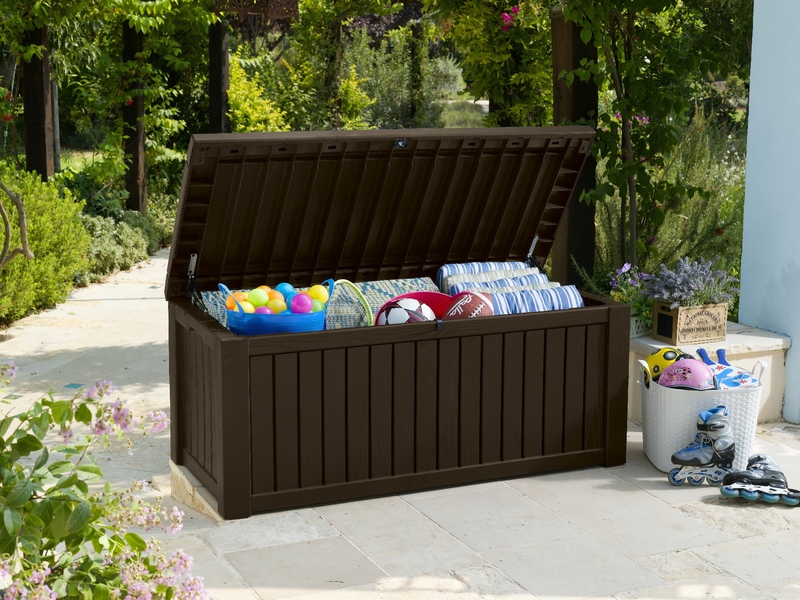 Keter rockwood cushion box 155x72.4x64.4cm 570l brown, , medium-null