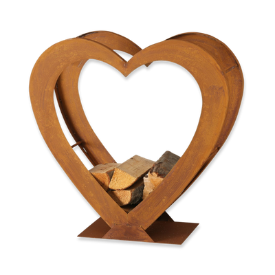 Boltze iron rust firewood rack 71x28cm, Natural, medium