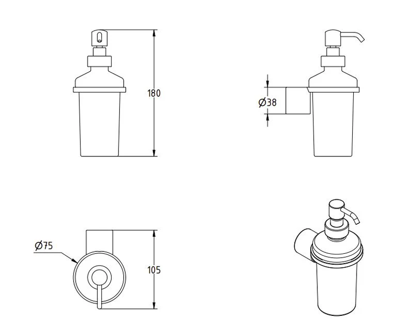 LAMDA wall mounted soap dispenser, , medium-null