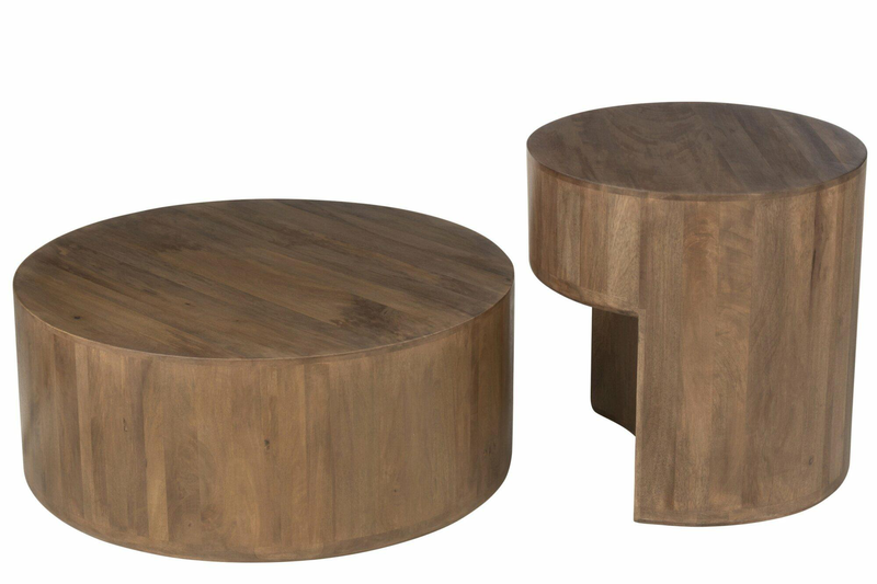 Set of 2 tables toge mango wood brown, , medium-null