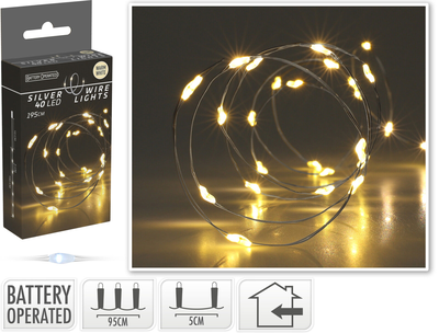 Xmas silverwire 40 led warm white battery operated, , medium