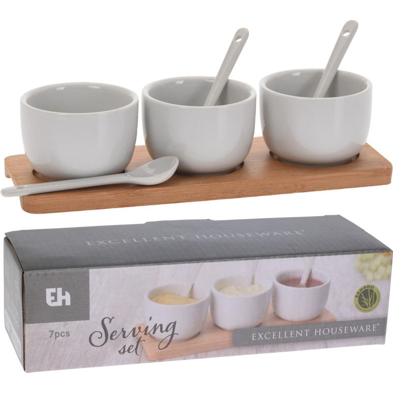 Excellent houseware μπολ για σαλτσα με κουταλι σετ 3τμχ, , medium-null