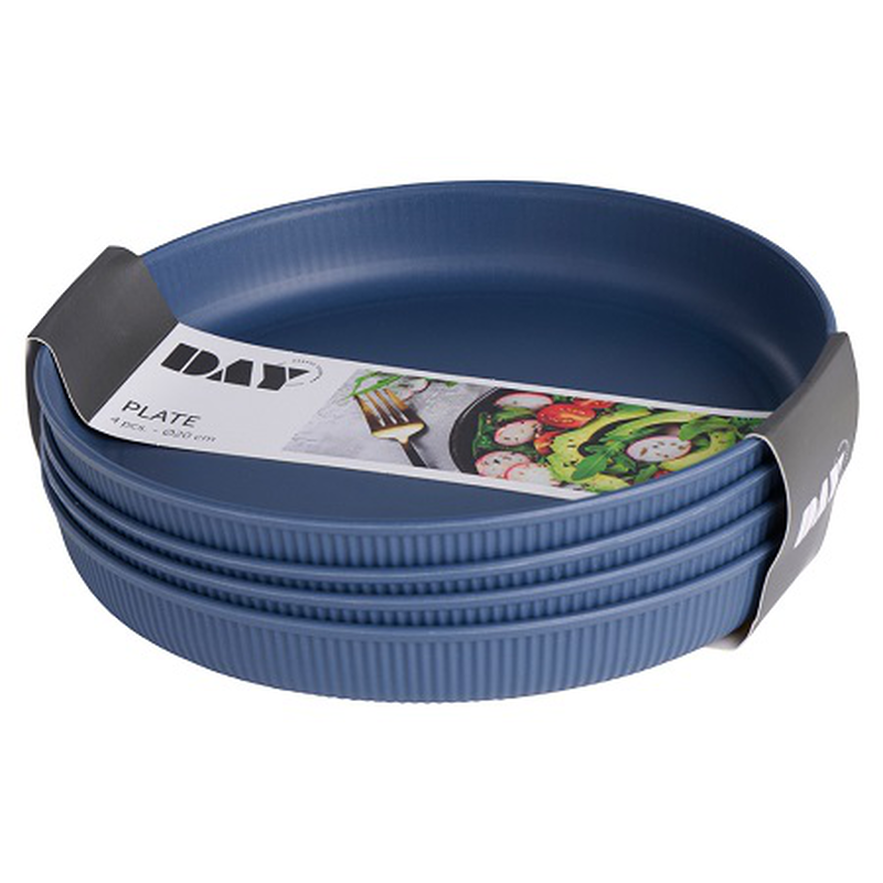 Day plastic plate 20cm 4 pcs set (1set random selection of color), , medium-null