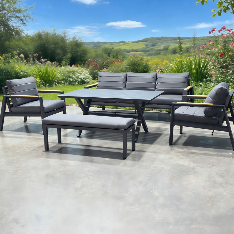 L.h garden aluminum garden furniture set 5 pieces dark gray, , medium-null