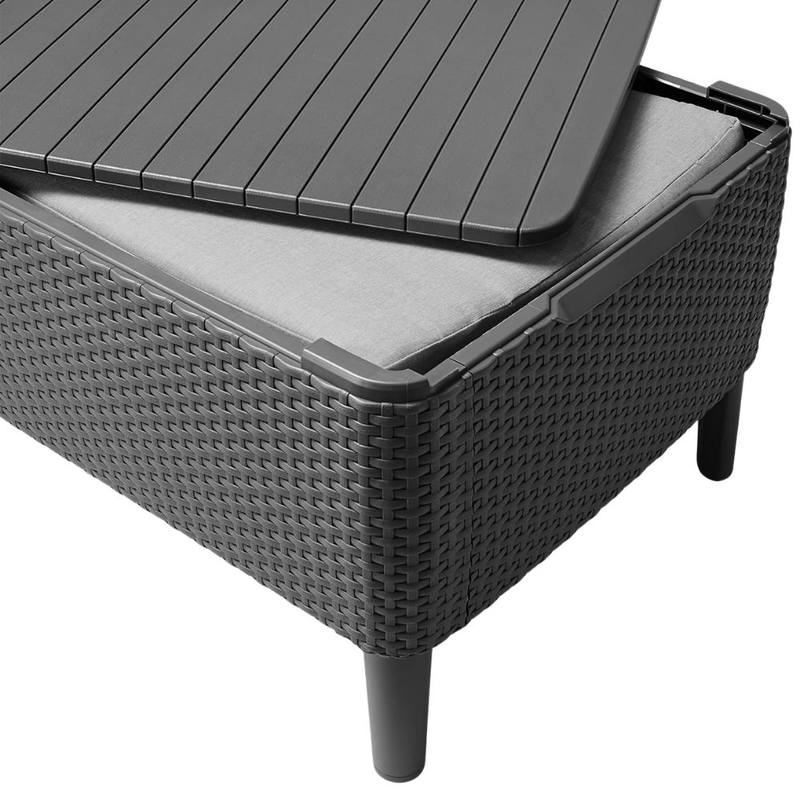 Product image: Keter salemo σετ μπαλκονιού με 2 καρέκλες, τριθέσιο καναπέ και τραπέζι αποθήκευσης σε χρώμα γραφίτης, , medium-null