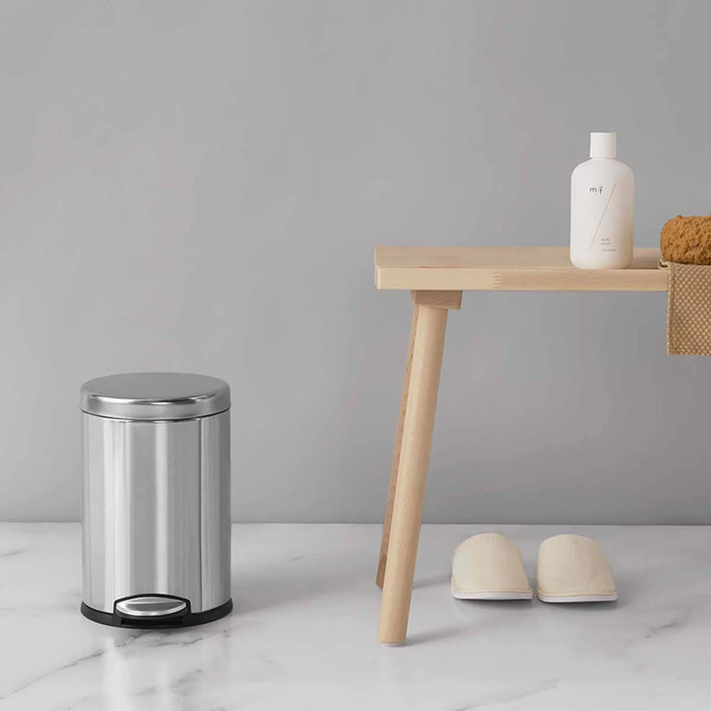 4.5l mini-round step can brushed stainless steel, , medium image number null