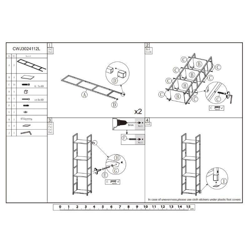 Algeria 4 tier shelf - oak, , medium-null