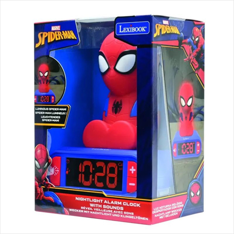 Digital alarm clock with night light 3d design spiderman and sound effects rl800sp, , medium-null