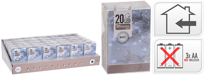 Xmas led lights 20pcs battery operated white, , medium