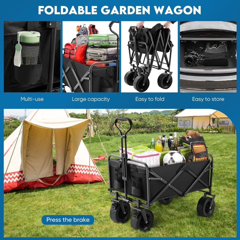 Product image: Πτυσσόμενο πολυλειτουργικό καρότσι με ρόδες, ρυθμιζόμενη λάβη & αντοχή έως 150kg, , medium-null