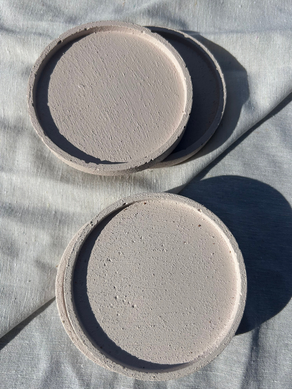 Stone-textured round coaster set (4), , medium-null