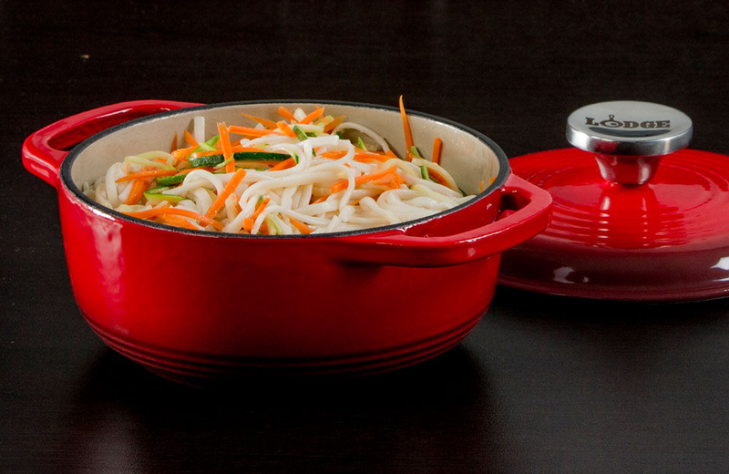 Lodge 1.4 lt red enameled cast iron dutch oven with loop handles, , medium image number null