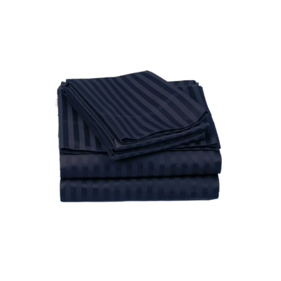Stripe egyptian sheet set with rubber 4,6ft blue/black, Blue, medium