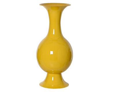 Vase iron high gloss yellow - small, , medium