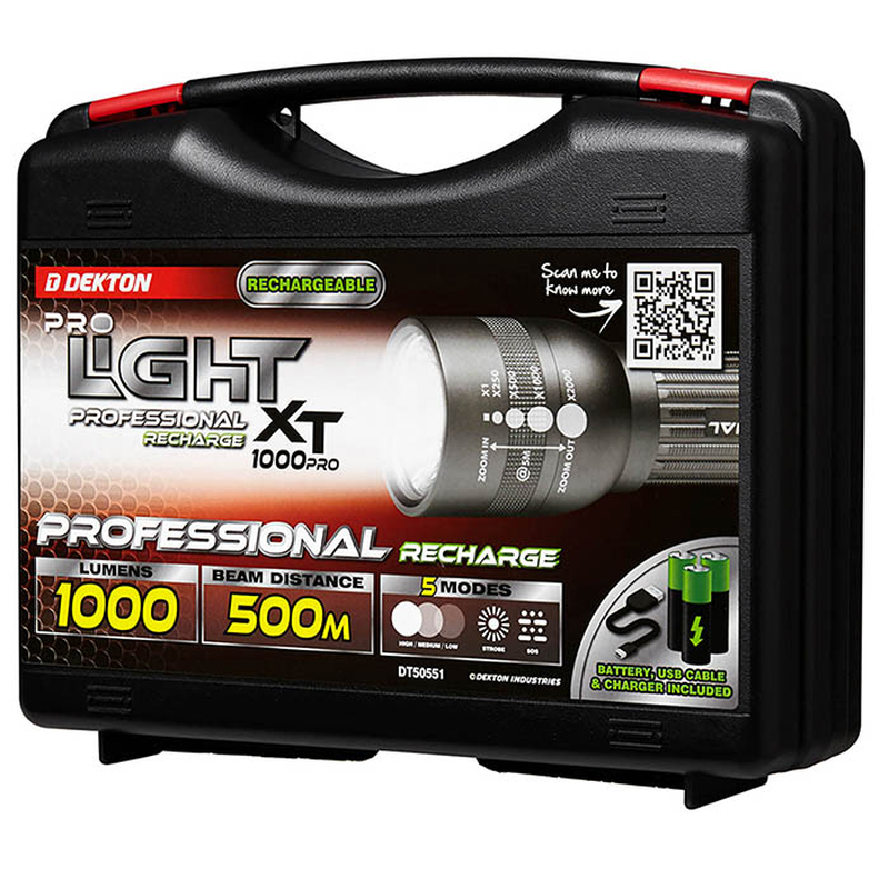 Dekton xp1000 pro torch professional rechargeable 1000lum 500m, , medium-null
