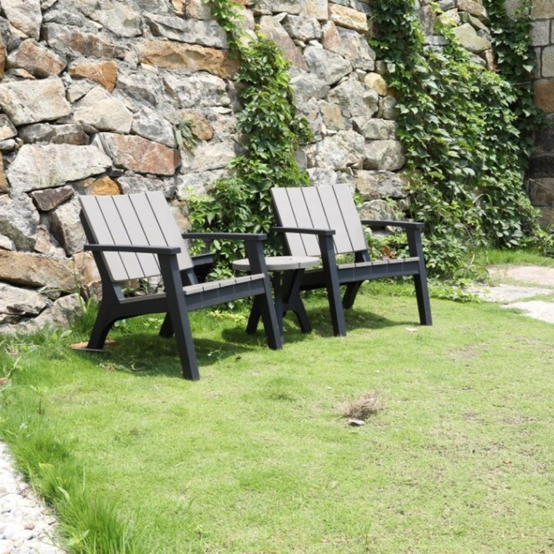 Product image: Bondi σετ πλαστικών καρεκλών και τραπεζιού (2 καρέκλες & 1 τραπεζάκι) μαύρο & γκρι, , medium-null