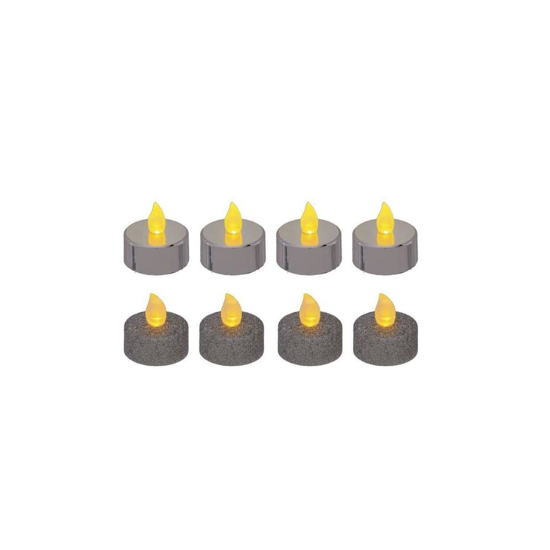 Reso candles with led flame 8 pcs plastic silver image number null