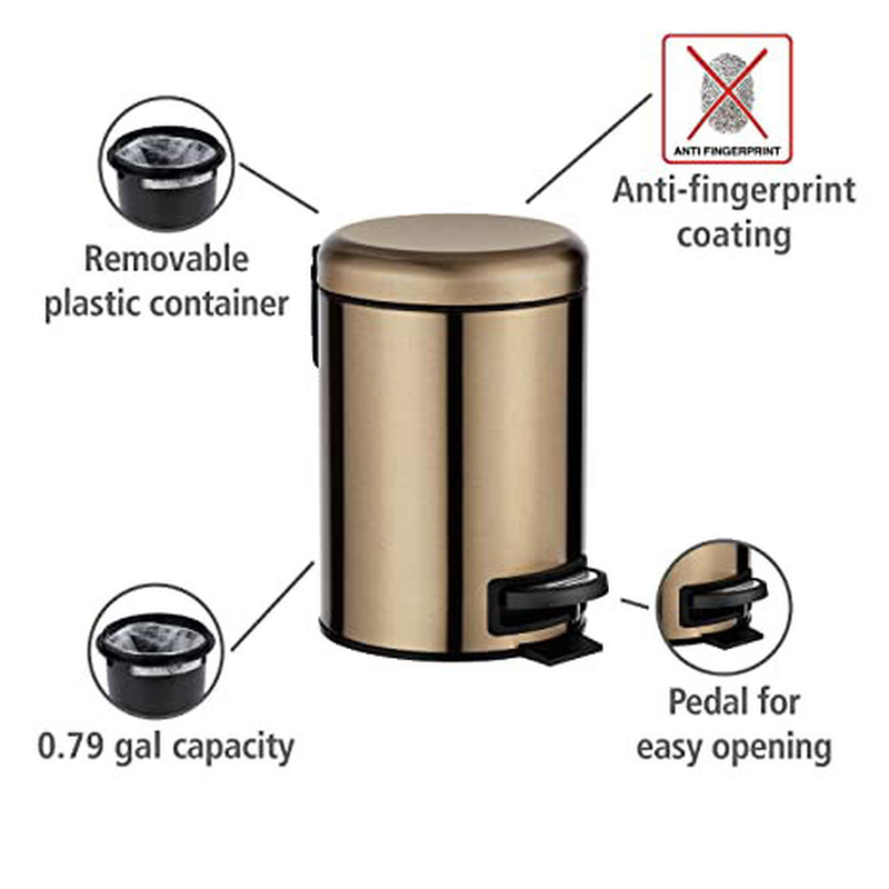 Product image: Wenko pedal bin leman 3l metallic copper, , medium-null