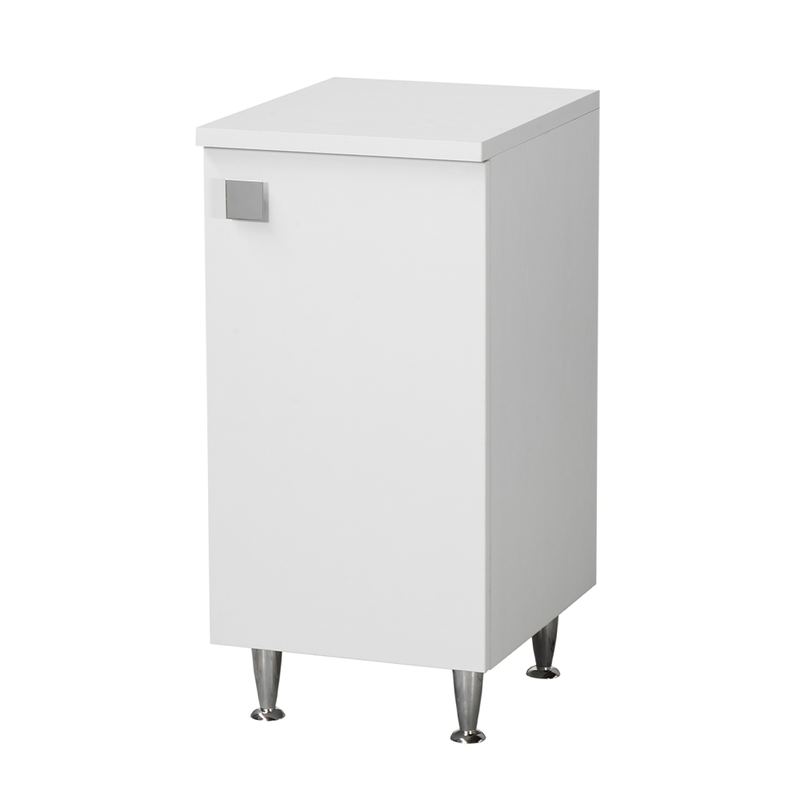 White frassinato cabinet with right door, metal legs and 50 cm depth, pre-assembled for bathroom and laundry room., , medium-null