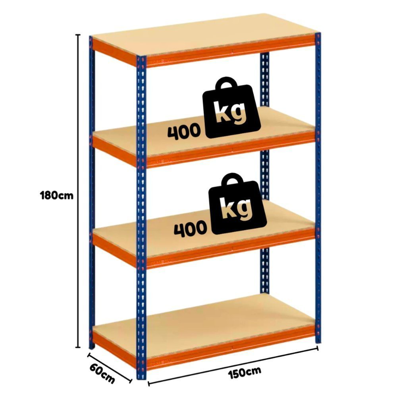 Product image: Kaokey βαρεώς τύπου ραφιέρα με ράφια από μοριοσανίδα εώς 400kg, , medium-null