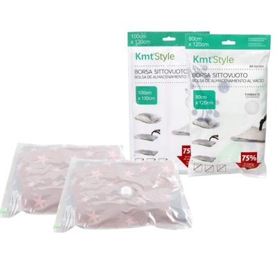 Σετ 2 τμχ σακούλες αποθήκευσης με κενό αέρα – vacuum storage bag 80x120cm & 100x130cm – σχέδιο με στάμπες, 75% λιγότερος όγκος, , medium