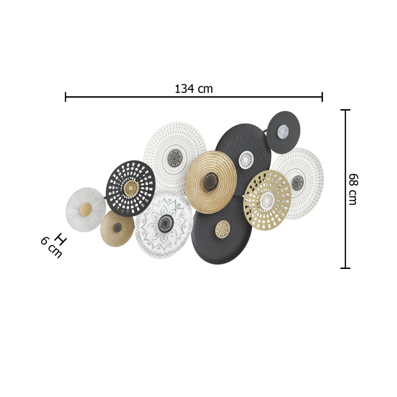 Atmosphera wall decoration with wood and metal 134x68cm, , medium-null