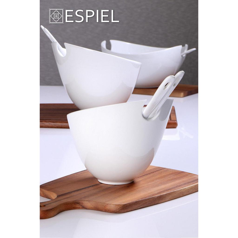 Espiel porcelain salad bowl smooth with spoons  3 pcs set 24cm wem101-null