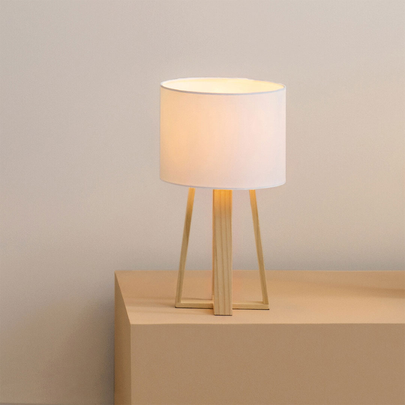 Atmosphera 'molu' 1xe27 (max.25w) table lamp wood white ip20 ø200xh345mm, , medium image number null