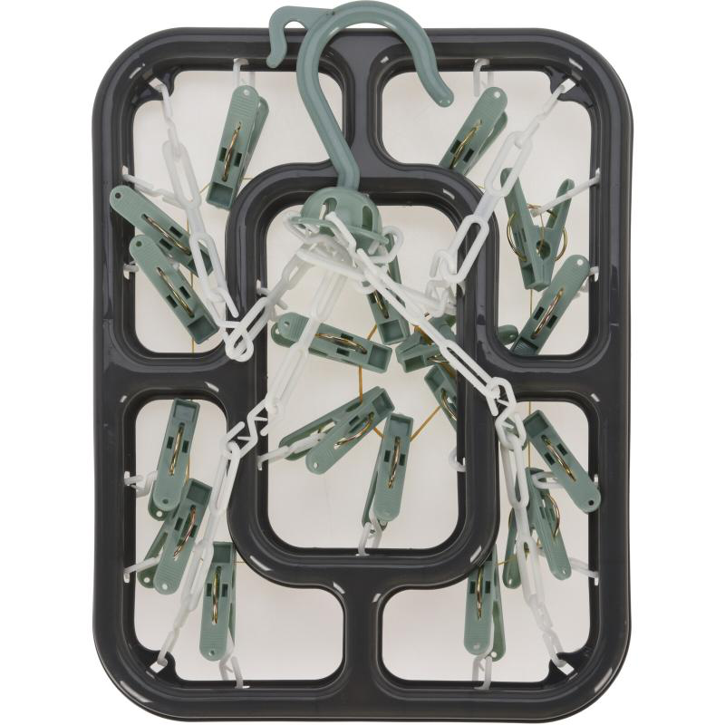 Laundry dry hanger with 18 pegs - assorted colors, , medium image number null