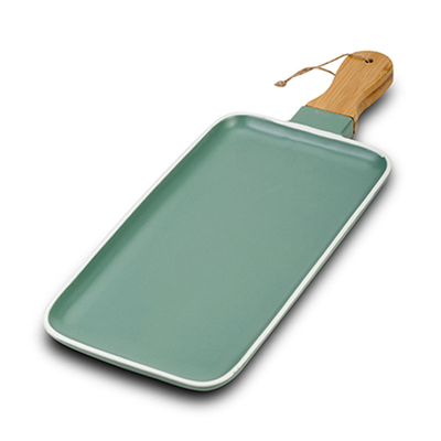 Nava terrestrial serving plate green, Green, medium