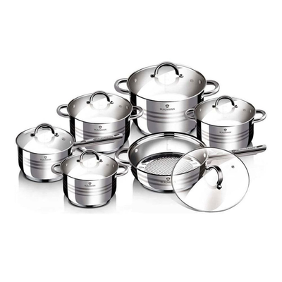 Blaumann gourmet line bl-3875 σετ μαγειρικών σκευών 12 τεμαχίων , ανοξείδωτα σκεύη με πάτο 5 στρώσεων και κατάλληλα για επαγωγή, , medium