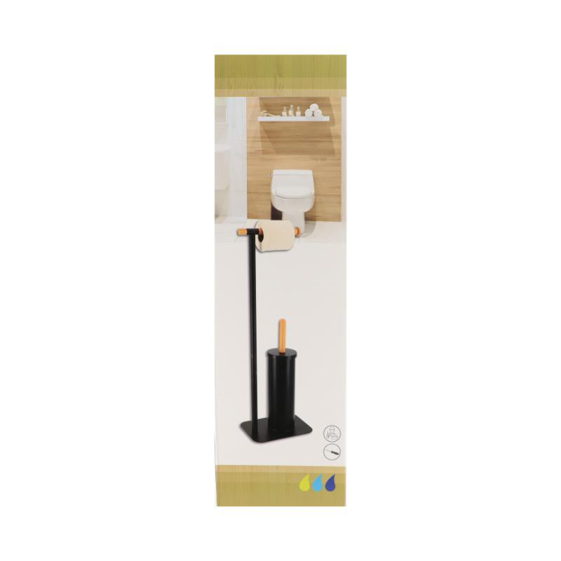 Product image: Tendance freestanding bamboo toilet paper and toilet brush holder - black, , medium-null