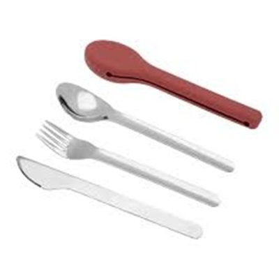 Ecolife kids cutlery 3pcs set with silicone case red, , medium