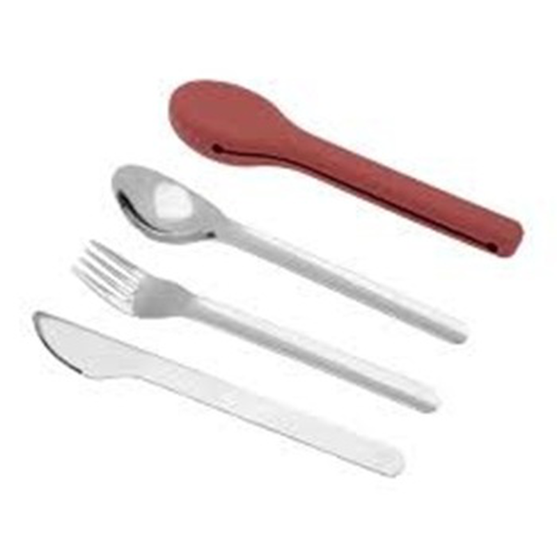 Ecolife kids cutlery 3pcs set with silicone case red, , medium-null