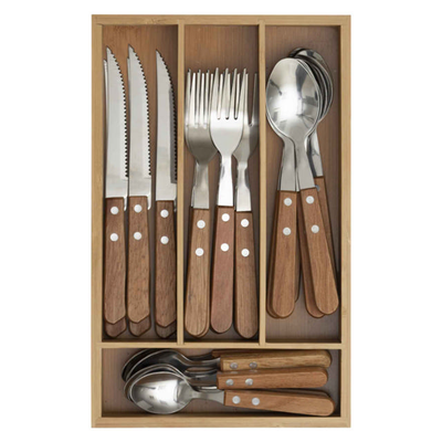 Secret de gourmet cutlery set with bamboo case 24pcs, , medium