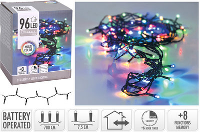 Xmas led lights 96 pcs battery operated - multicolor ip44, , medium