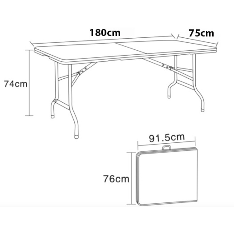 Superliving austin folding table 180x75cm, , medium-null