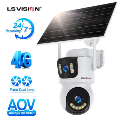 Ls vision aov ls-cs100-4g-eu 2k 4G two-lens ptz solar outdoor camera white 202506152060, , medium