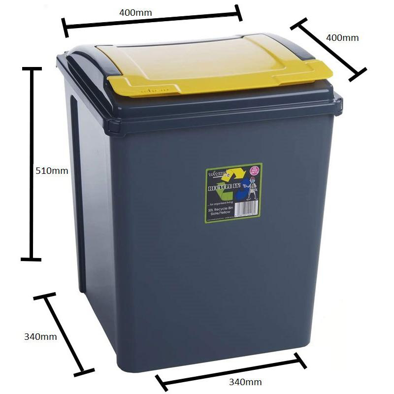 Recycling slim bin with lid 50l - green, , medium-null